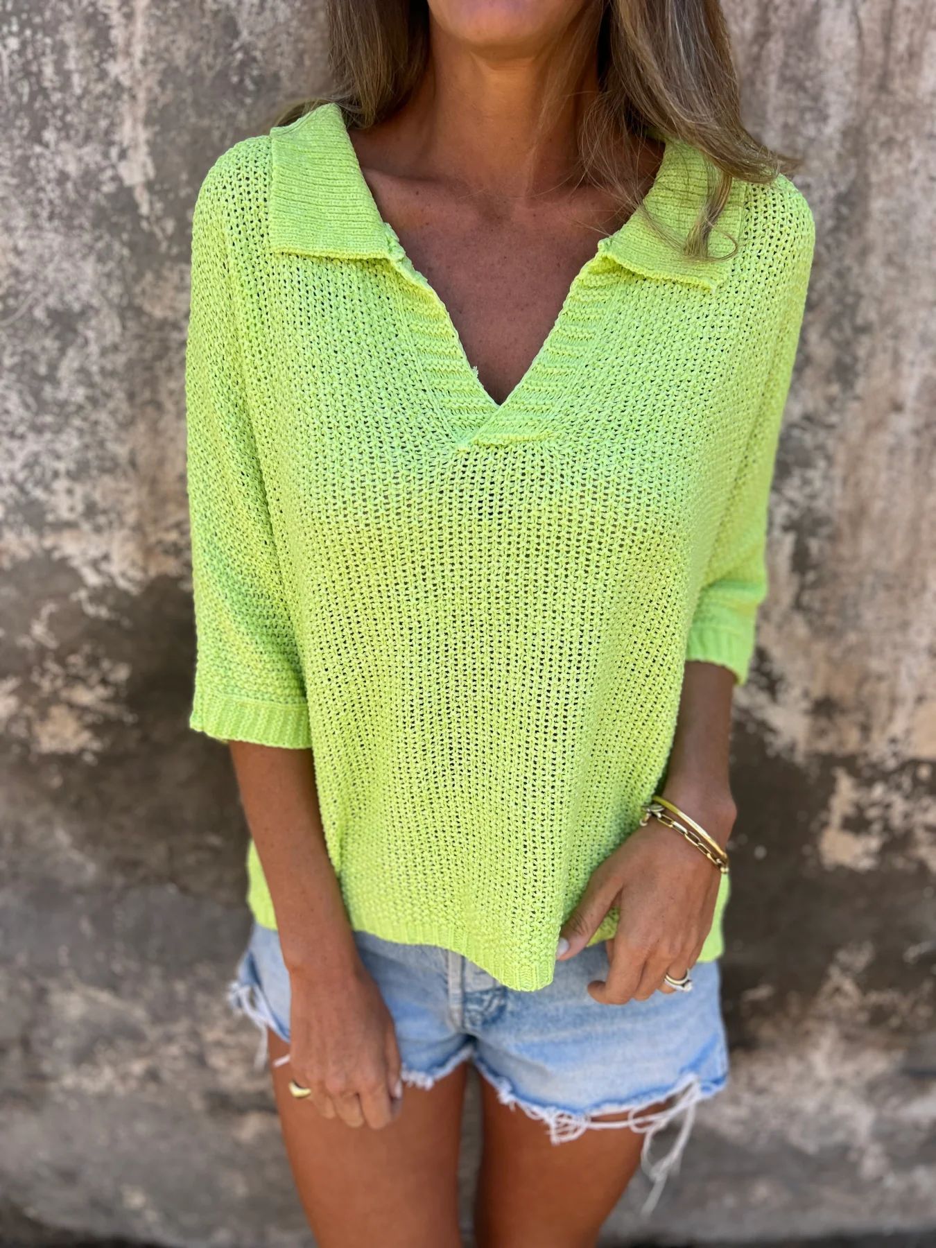 Chemise en Maille à Col Revers