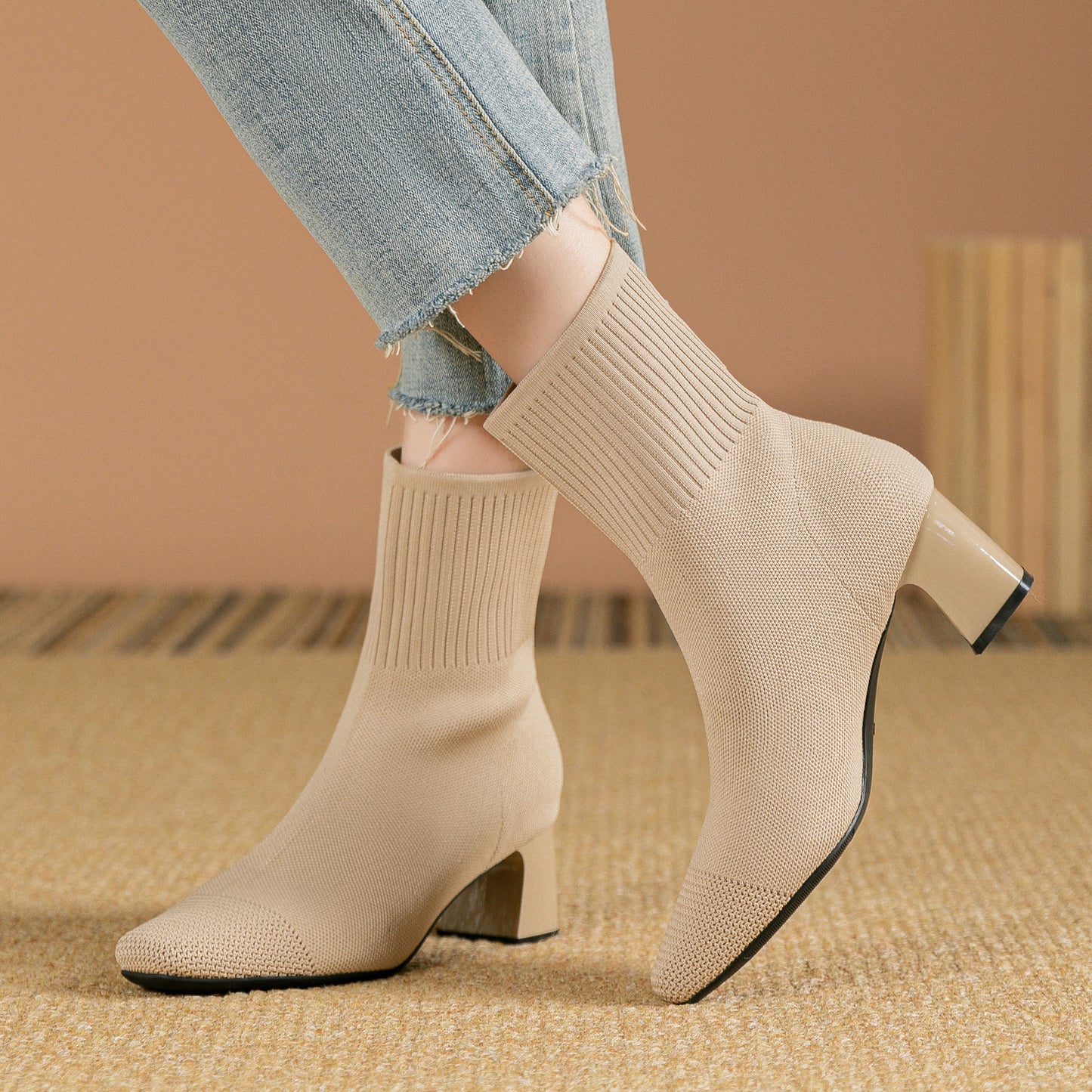 Bottes à talon chunky élastique.
