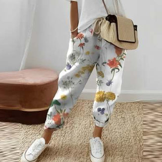 Pantalon en Coton et Lin Uni