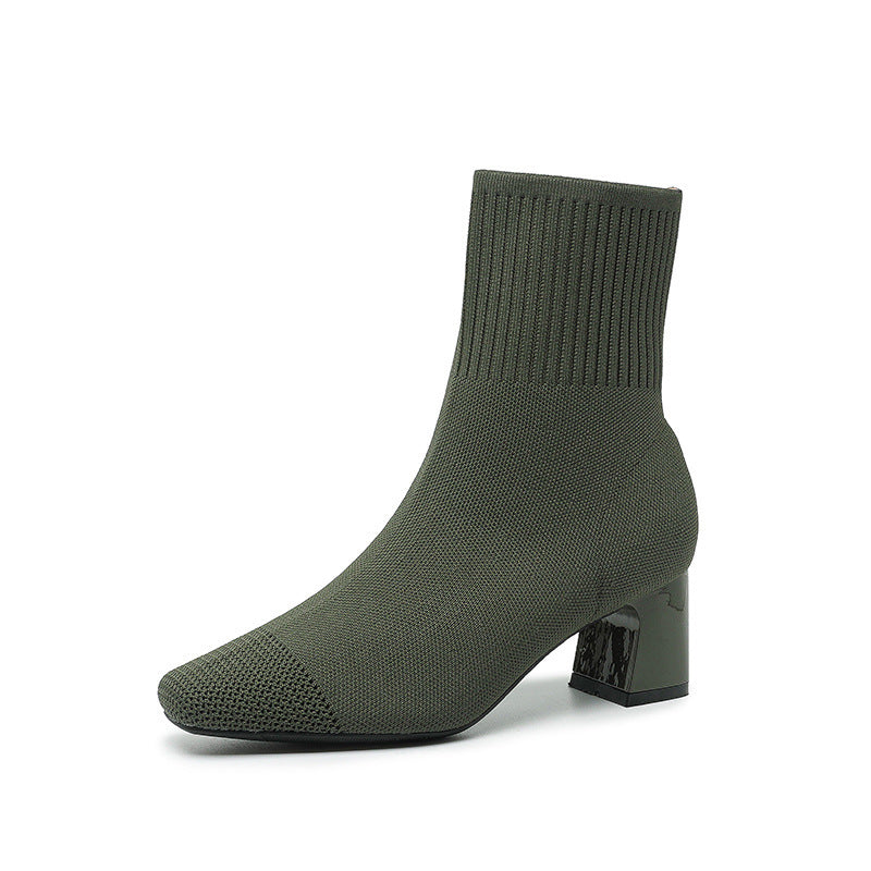 Bottes à talon chunky élastique.