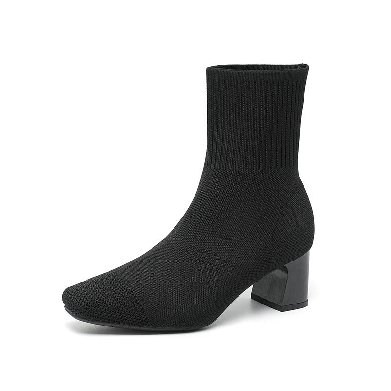 Bottes à talon chunky élastique.