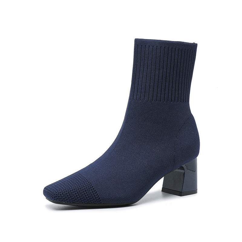Bottes à talon chunky élastique.