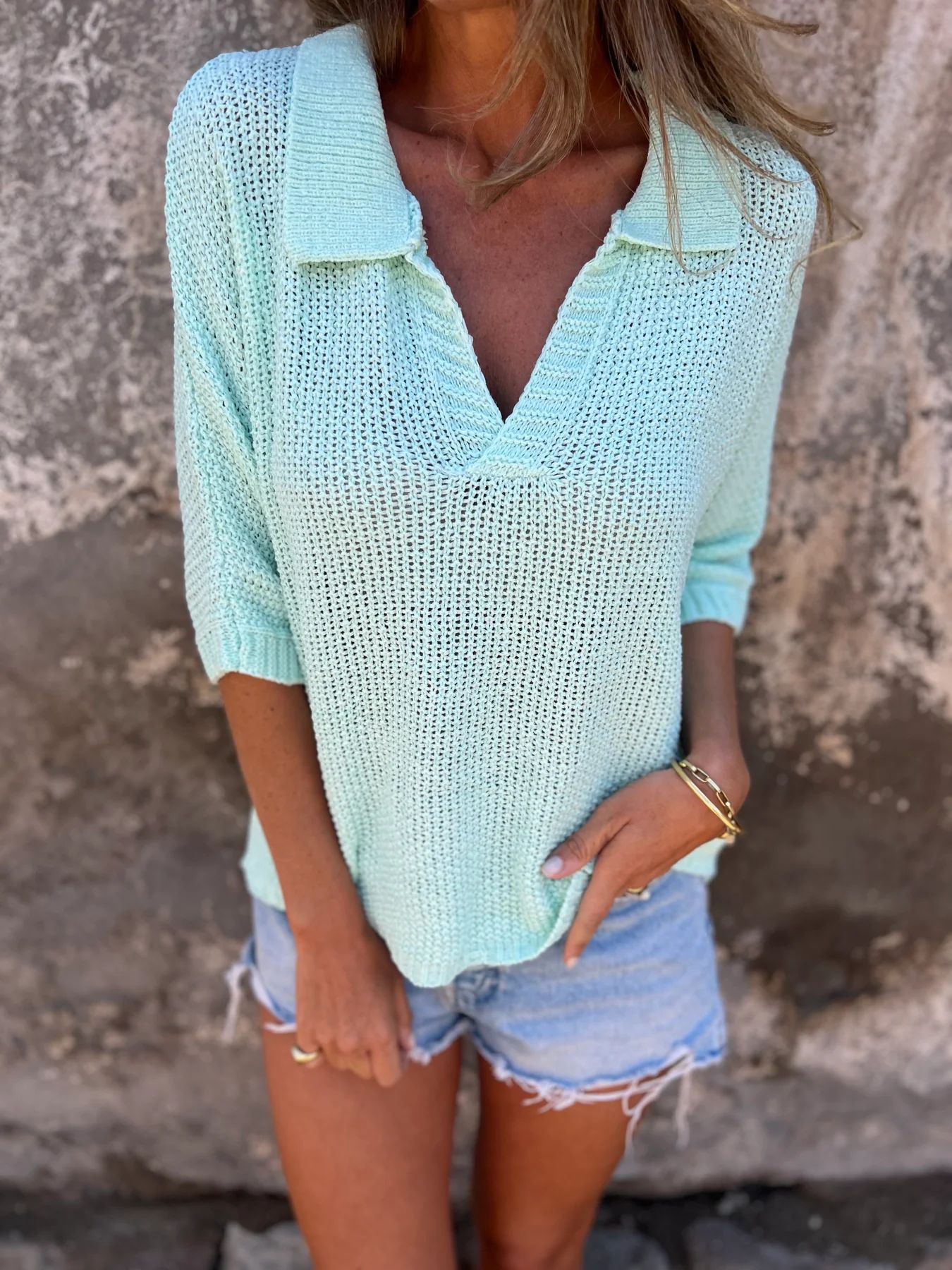 Chemise en Maille à Col Revers