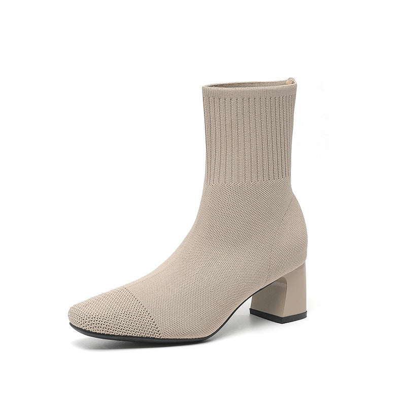 Bottes à talon chunky élastique.