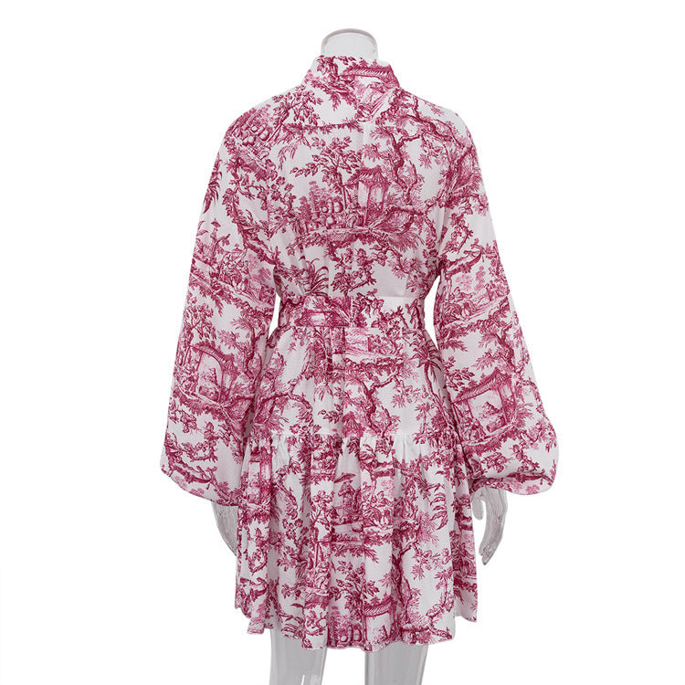 Robe courte à imprimé encre .