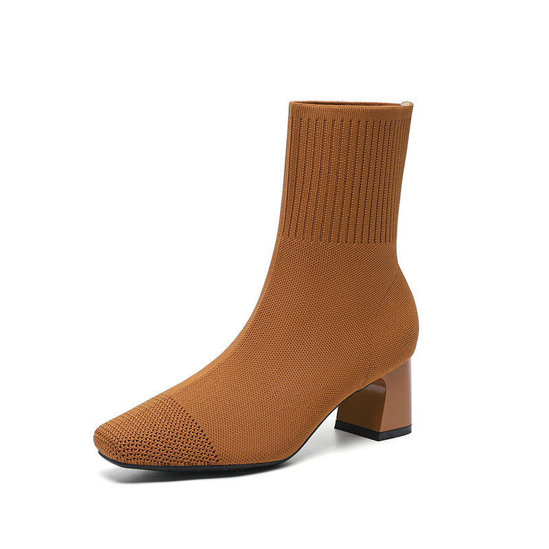 Bottes à talon chunky élastique.