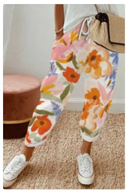 Pantalon en Coton et Lin Uni